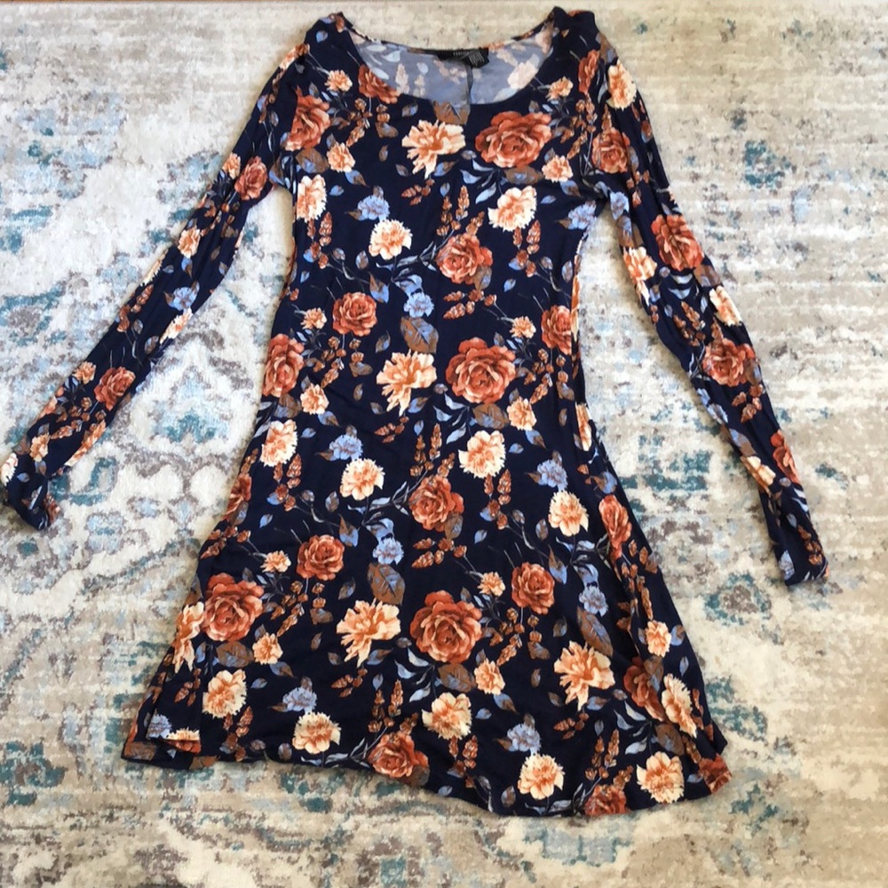 Blue floral cotton dress